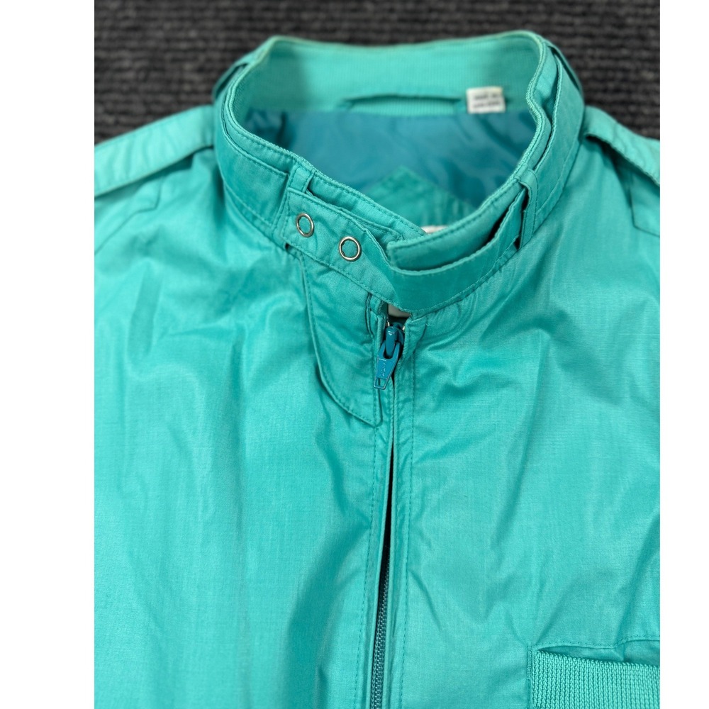 Vintage Members Only Racer Jacket Teal Turquoise 80s Bomber Coat Mens 42 - Picture 3 of 12
